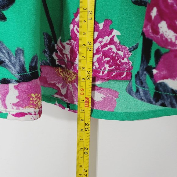 Vero Moda Aqua Green Floral Long Sleeve Peplum Blouse Shirt Top Ruffle Neck XS - Picture 9 of 10